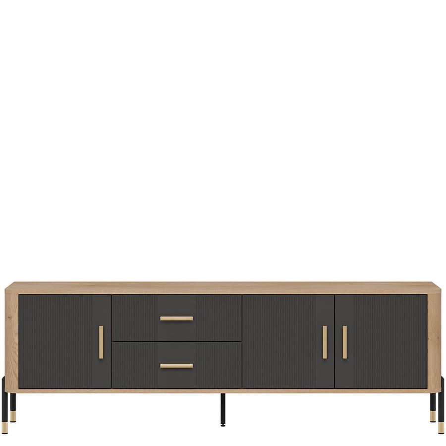 Фото тумби під телевізор DANTE LIVEO DT02 дуб кремона торро / антрацит / золоті ручки