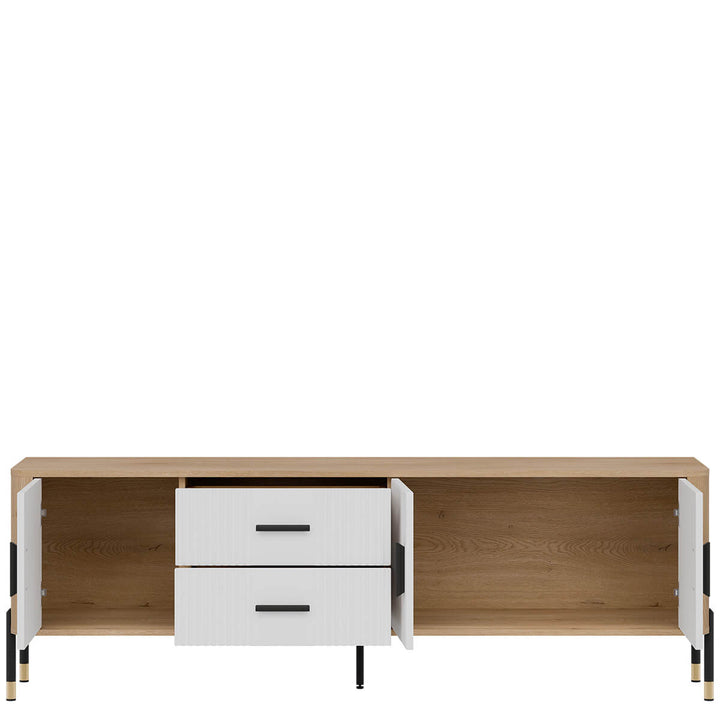 Фото наповнення тумби під телевізор DANTE LIVEO DT02 дуб кремона торро / білий / чорні ручки