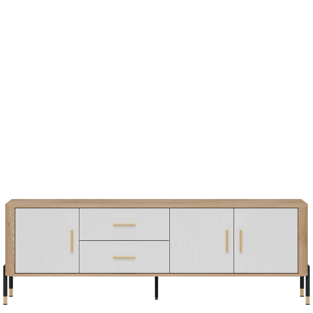 Фото тумби під телевізор DANTE LIVEO DT02 дуб кремона торро / білий / золоті ручки