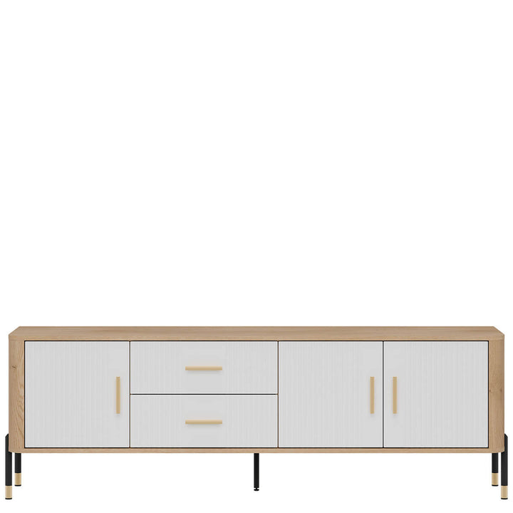 Фото тумби під телевізор DANTE LIVEO DT02 дуб кремона торро / білий / золоті ручки