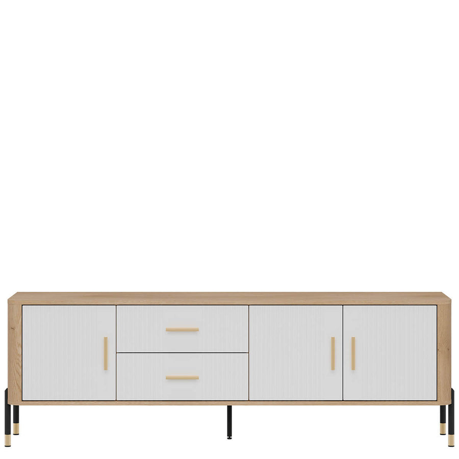 Фото тумби під телевізор DANTE LIVEO DT02 дуб кремона торро / білий / золоті ручки