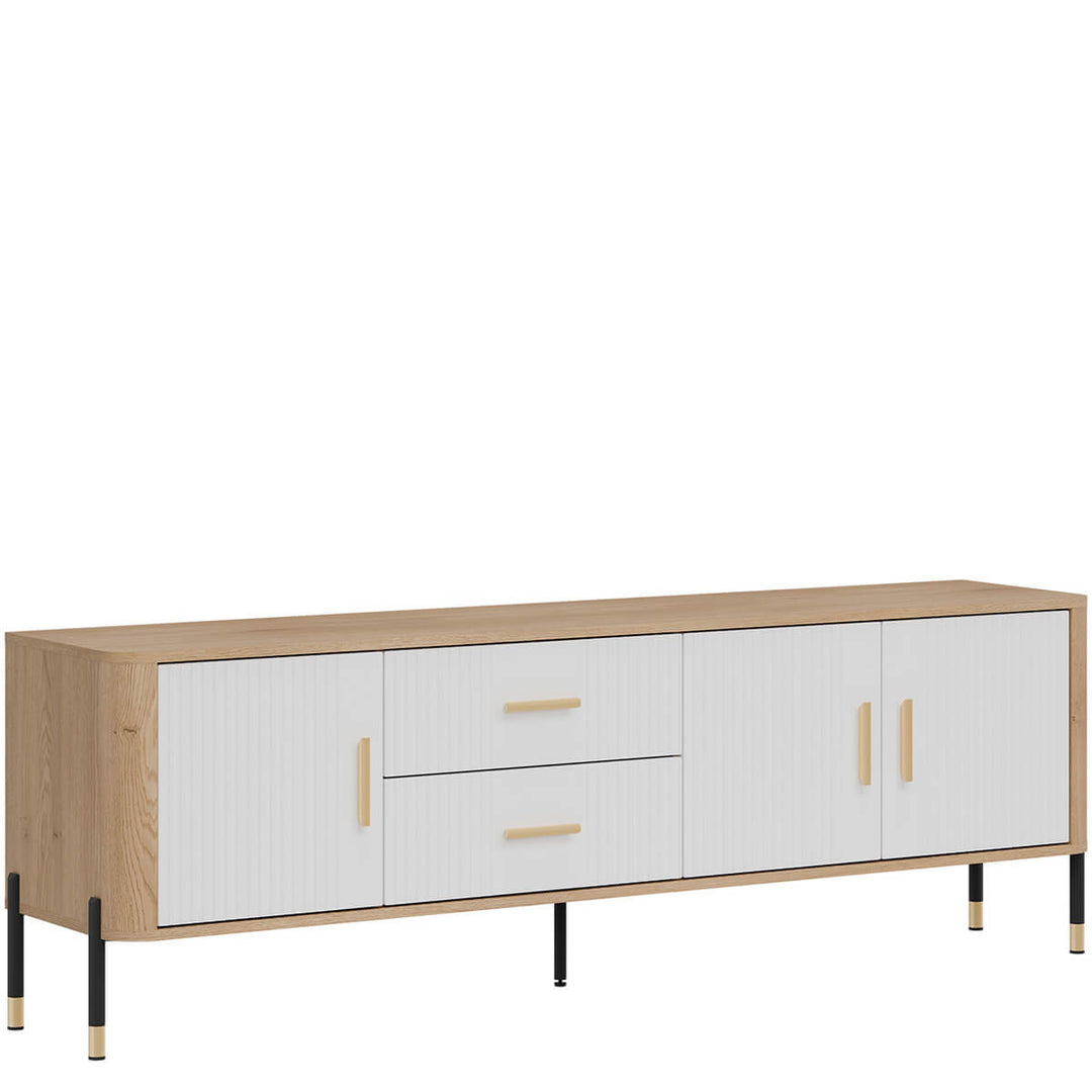 Фото вигляду зліва тумби під телевізор DANTE LIVEO DT02 дуб кремона торро / білий / золоті ручки