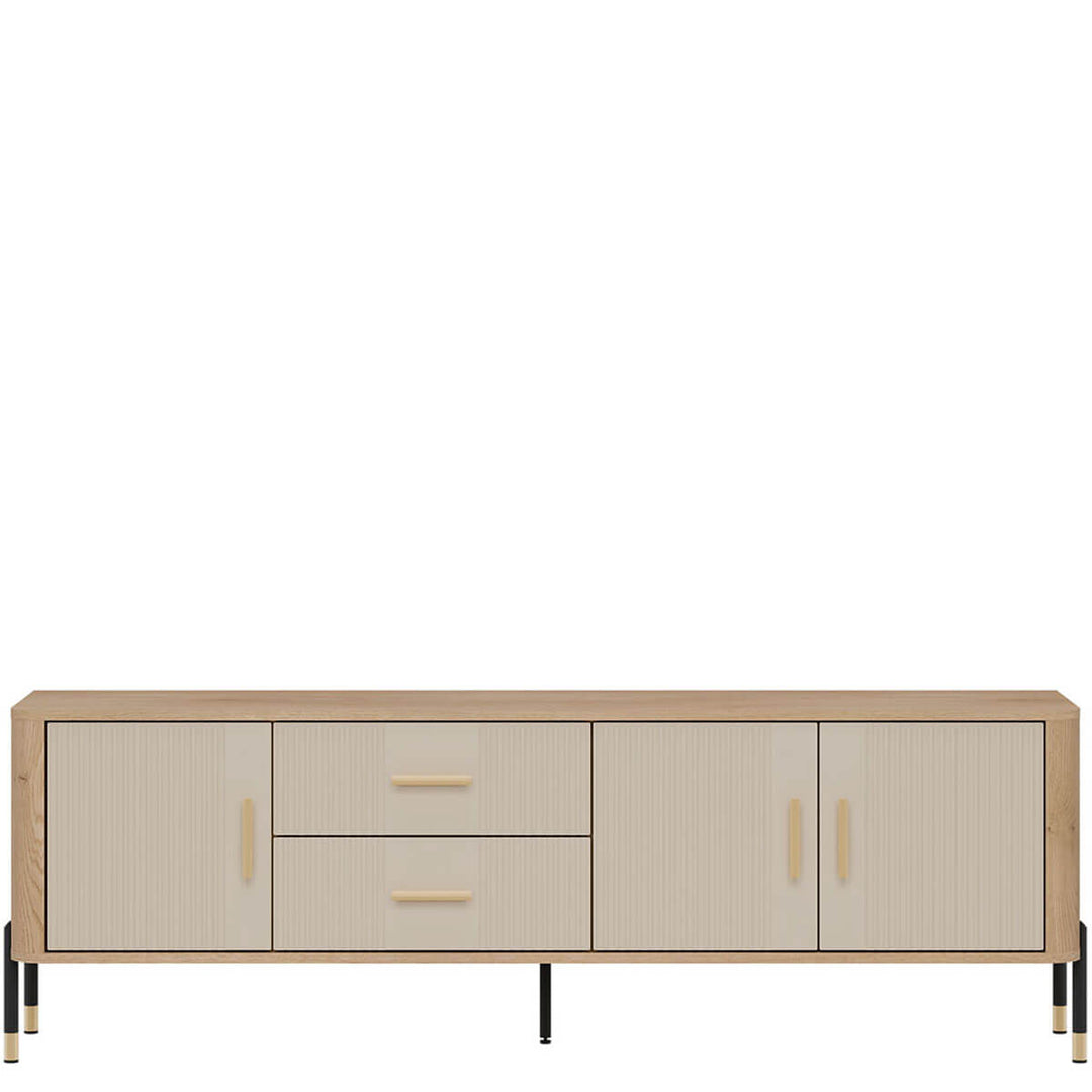 Фото тумби під телевізор DANTE LIVEO DT02 дуб кремона торро / кашемір / золоті ручки