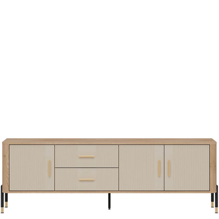 Фото тумби під телевізор DANTE LIVEO DT02 дуб кремона торро / кашемір / золоті ручки