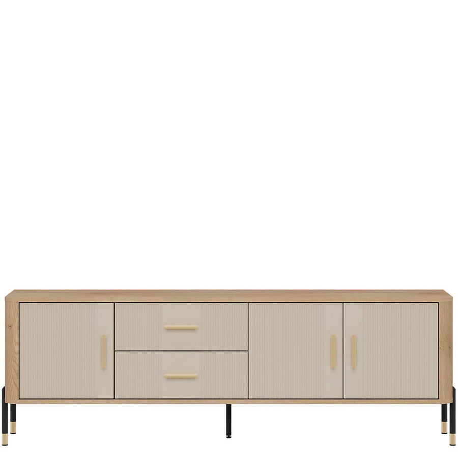 Фото тумби під телевізор DANTE LIVEO DT02 дуб кремона торро / кашемір / золоті ручки