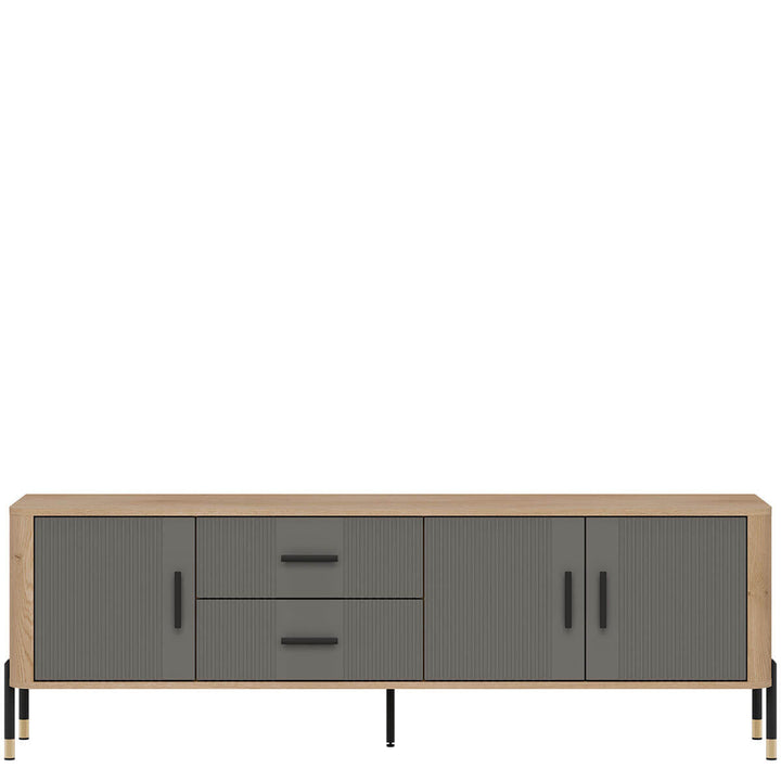 Фото тумби під телевізор DANTE LIVEO DT02 дуб кремона торро / сірий / чорні ручки