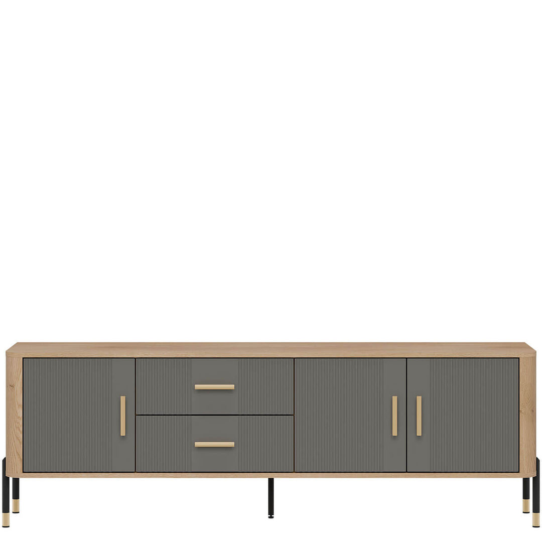 Фото тумби під телевізор DANTE LIVEO DT02 дуб кремона торро / сірий / золоті ручки