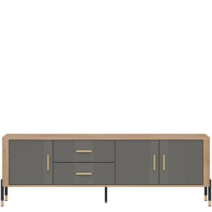 Фото тумби під телевізор DANTE LIVEO DT02 дуб кремона торро / сірий / золоті ручки