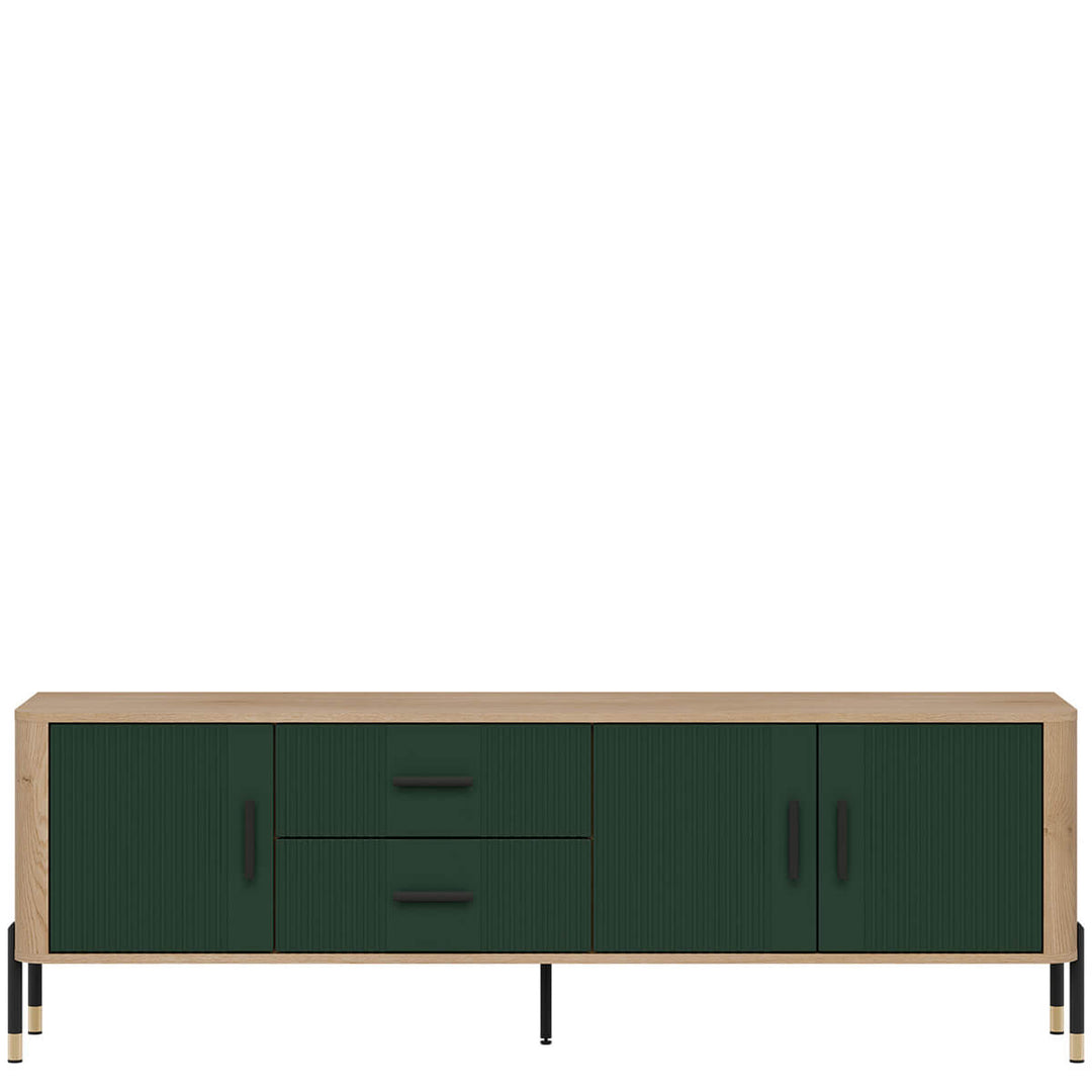 Фото тумби під телевізор DANTE LIVEO DT02 дуб кремона торро / зелений / чорні ручки