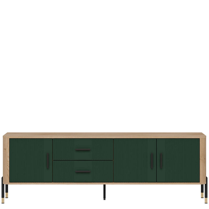 Фото тумби під телевізор DANTE LIVEO DT02 дуб кремона торро / зелений / чорні ручки