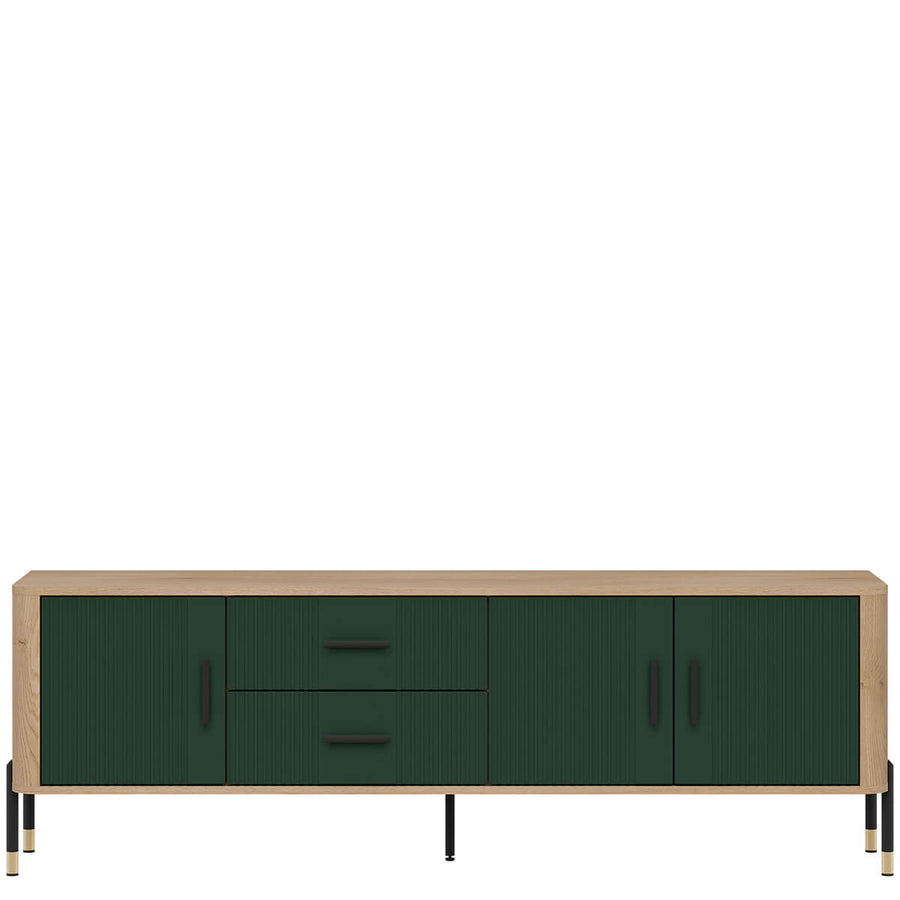 Фото тумби під телевізор DANTE LIVEO DT02 дуб кремона торро / зелений / чорні ручки