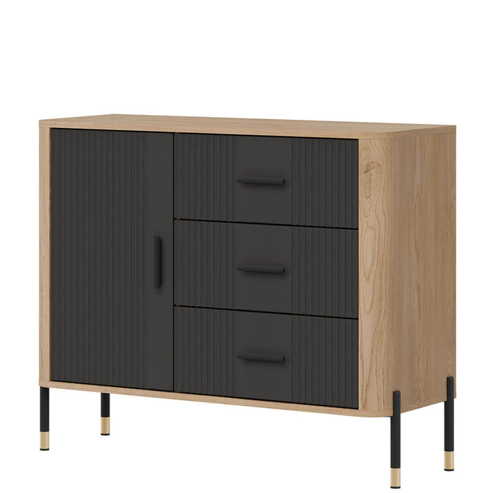 Фото вигляду справа комода DANTE LIVEO DT03 дуб кремона торро / антрацит / чорні ручки