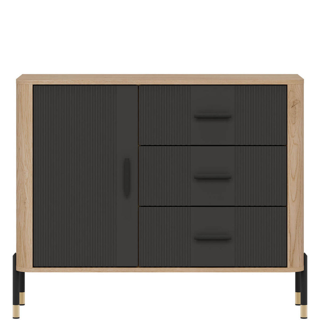 Фото комода DANTE LIVEO DT03 дуб кремона торро / антрацит / чорні ручки