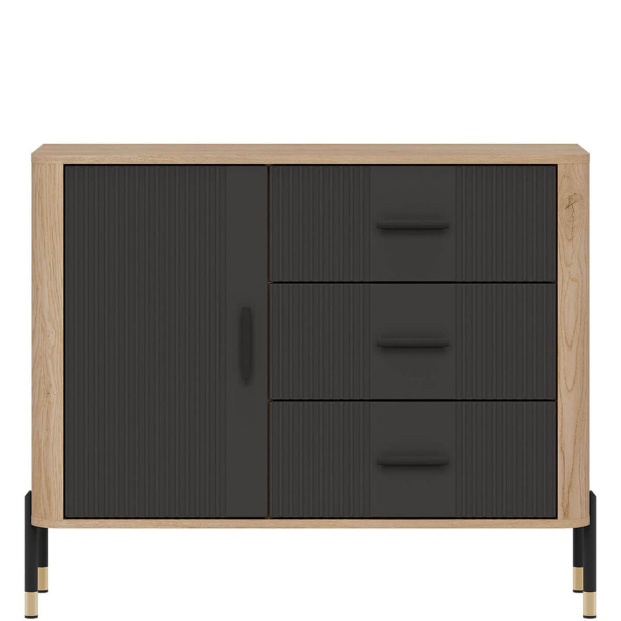 Фото комода DANTE LIVEO DT03 дуб кремона торро / антрацит / чорні ручки