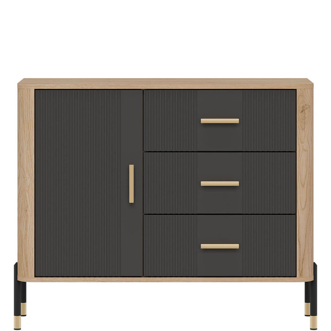 Фото комода DANTE LIVEO DT03 дуб кремона торро / антрацит / золоті ручки