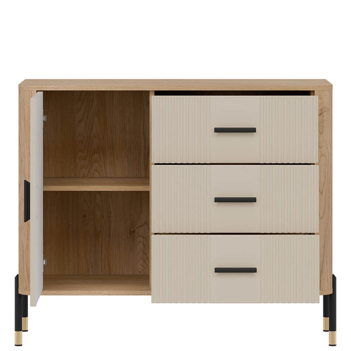 Фото наповнення комода DANTE LIVEO DT03 дуб кремона торро / кашемір / чорні ручки