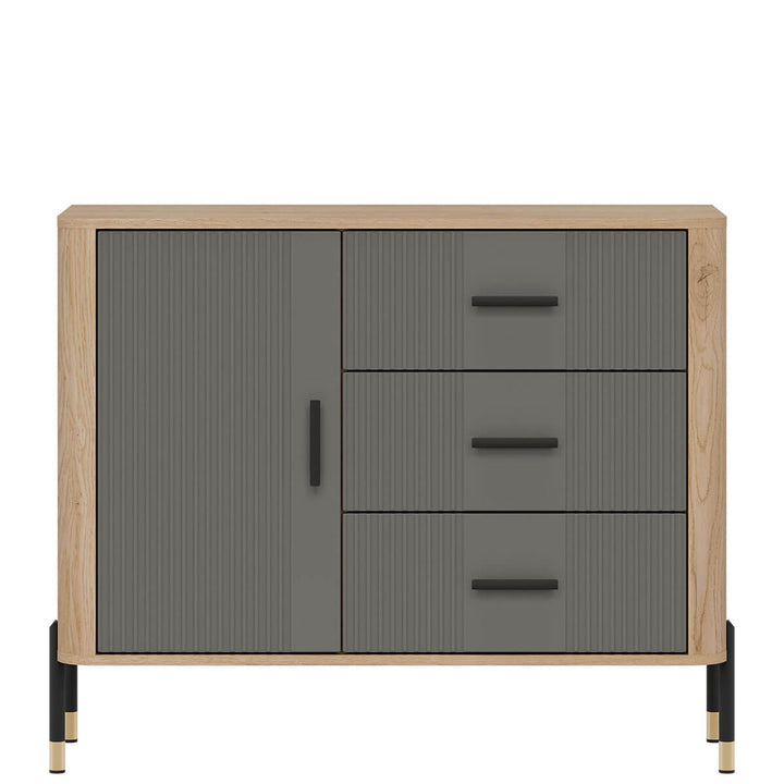 Фото комода DANTE LIVEO DT03 дуб кремона торро / сірий / чорні ручки