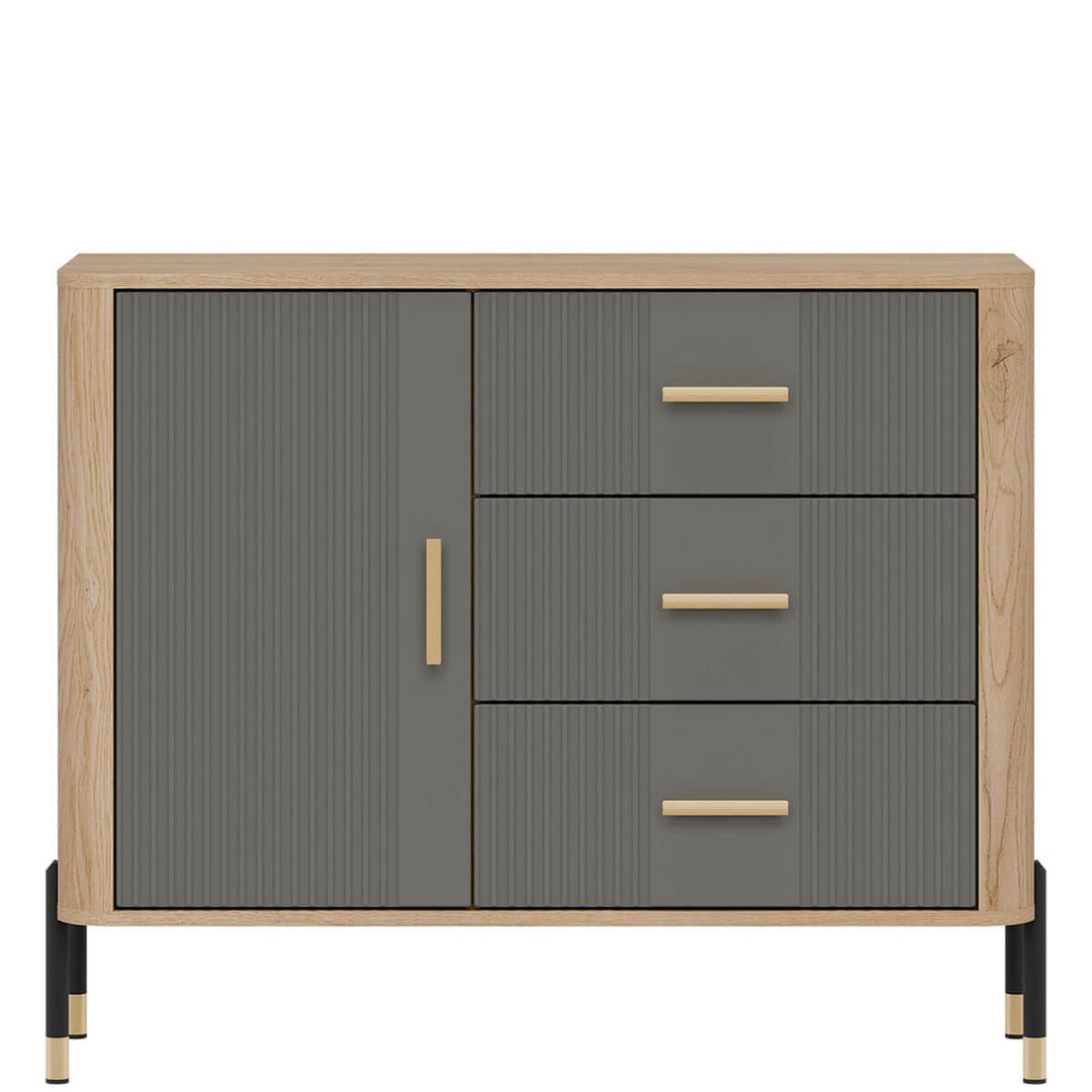 Фото комода DANTE LIVEO DT03 дуб кремона торро / сірий / золоті ручки