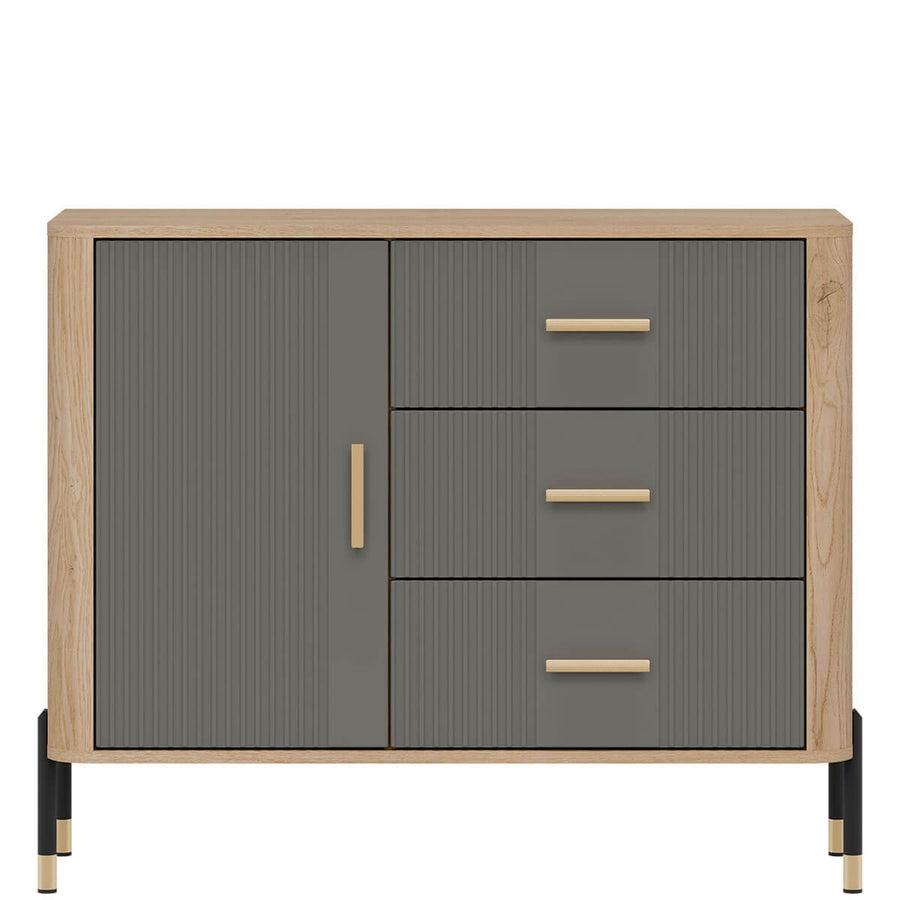 Фото комода DANTE LIVEO DT03 дуб кремона торро / сірий / золоті ручки