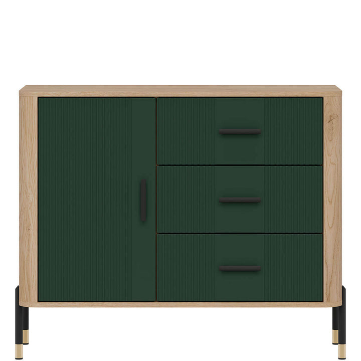 Фото комода DANTE LIVEO DT03 дуб кремона торро / зелений / чорні ручки