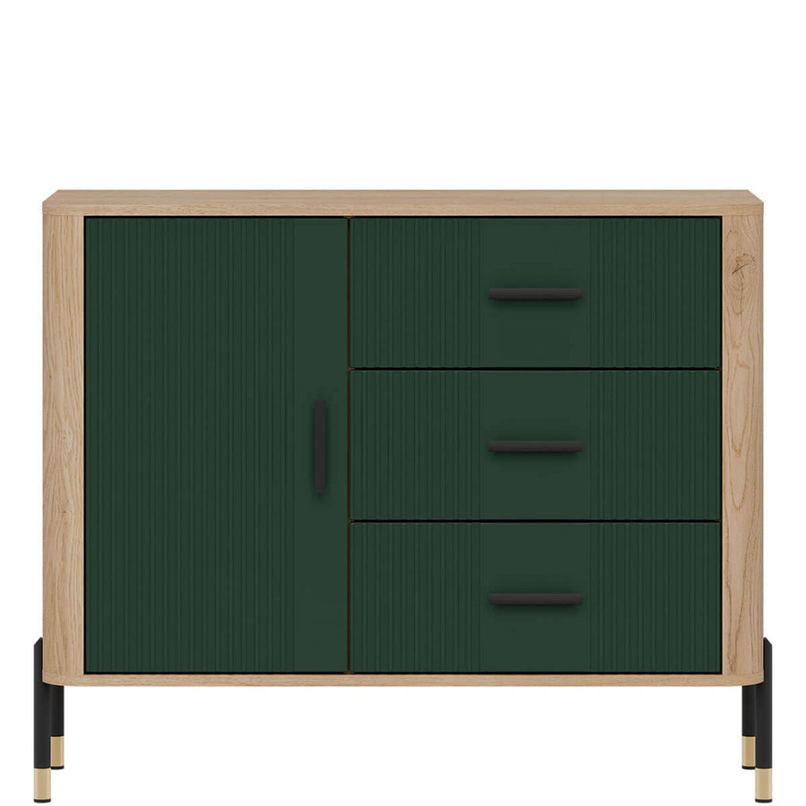 Фото комода DANTE LIVEO DT03 дуб кремона торро / зелений / чорні ручки