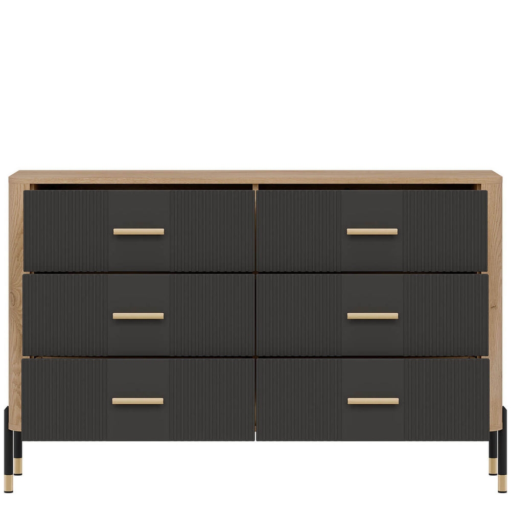 Фото наповнення комода DANTE LIVEO DT04 дуб кремона торро / антрацит / золоті ручки