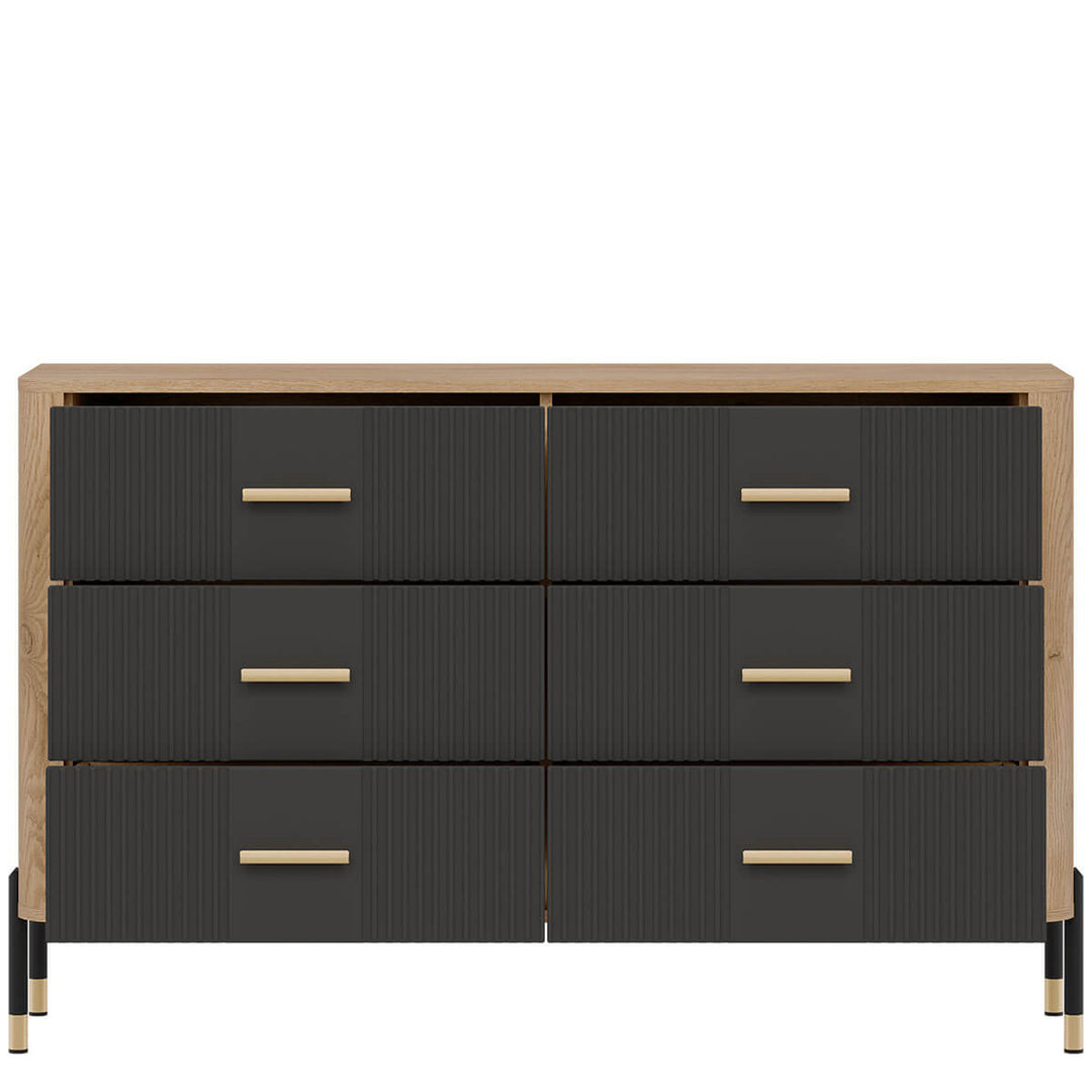 Фото наповнення комода DANTE LIVEO DT04 дуб кремона торро / антрацит / золоті ручки