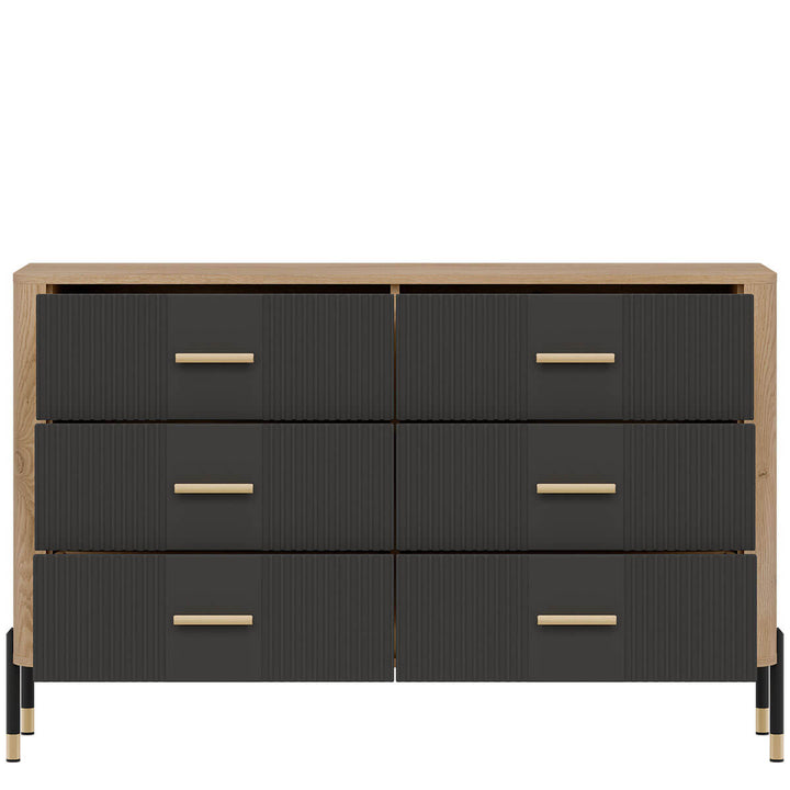 Фото наповнення комода DANTE LIVEO DT04 дуб кремона торро / антрацит / золоті ручки