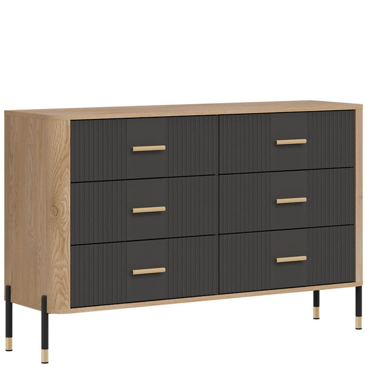 Фото вигляду зліва комода DANTE LIVEO DT04 дуб кремона торро / антрацит / золоті ручки
