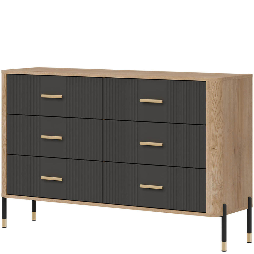 Фото вигляду справа комода DANTE LIVEO DT04 дуб кремона торро / антрацит / золоті ручки