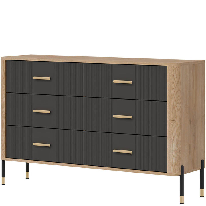 Фото вигляду справа комода DANTE LIVEO DT04 дуб кремона торро / антрацит / золоті ручки