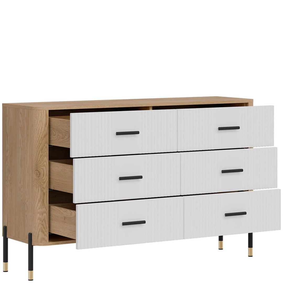 Фото вигляду зліва наповнення омода DANTE LIVEO DT04 дуб кремона торро / білий / чорні ручки