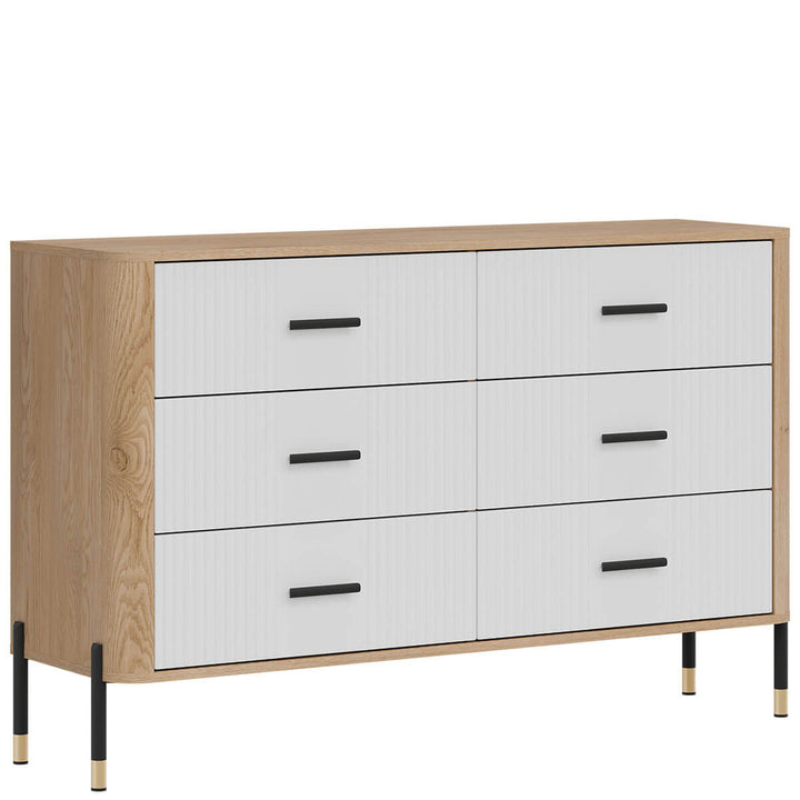 Фото вигляду зліва комода DANTE LIVEO DT04 дуб кремона торро / білий / чорні ручки