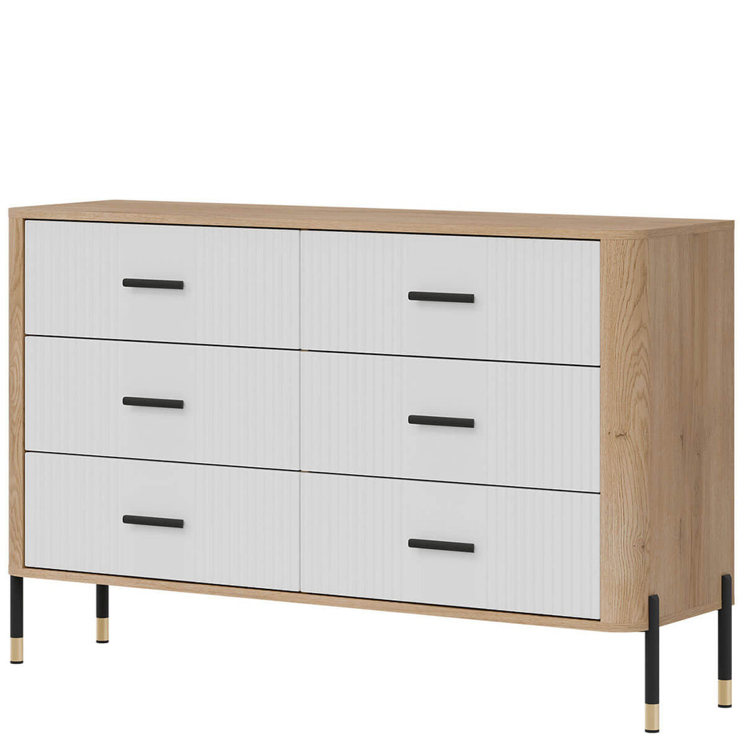 Фото вигляду справа комода DANTE LIVEO DT04 дуб кремона торро / білий / чорні ручки