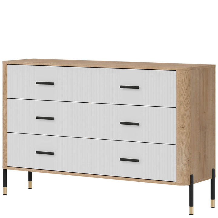 Фото вигляду справа комода DANTE LIVEO DT04 дуб кремона торро / білий / чорні ручки