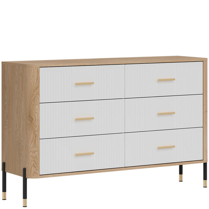 Фото вигляду зліва комода DANTE LIVEO DT04 дуб кремона торро / білий / золоті ручки