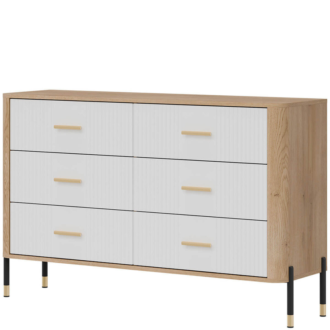 Фото вигляду справа комода DANTE LIVEO DT04 дуб кремона торро / білий / золоті ручки