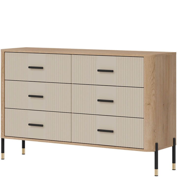 Фото вигляду справа комода DANTE LIVEO DT04 дуб кремона торро / кашемір / чорні ручки