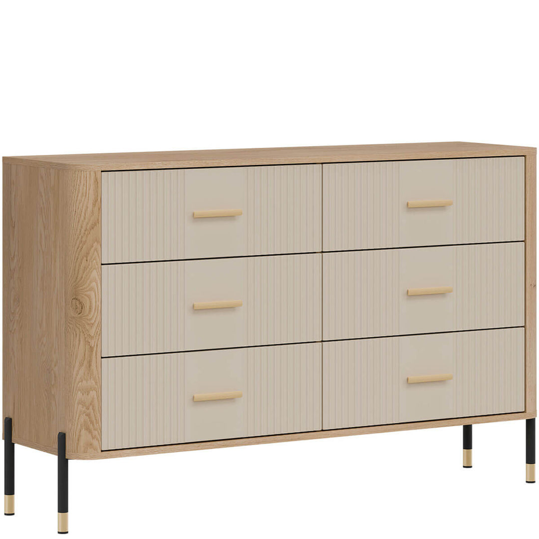 Фото вигляду зліва комода DANTE LIVEO DT04 дуб кремона торро / кашемір / золоті ручки