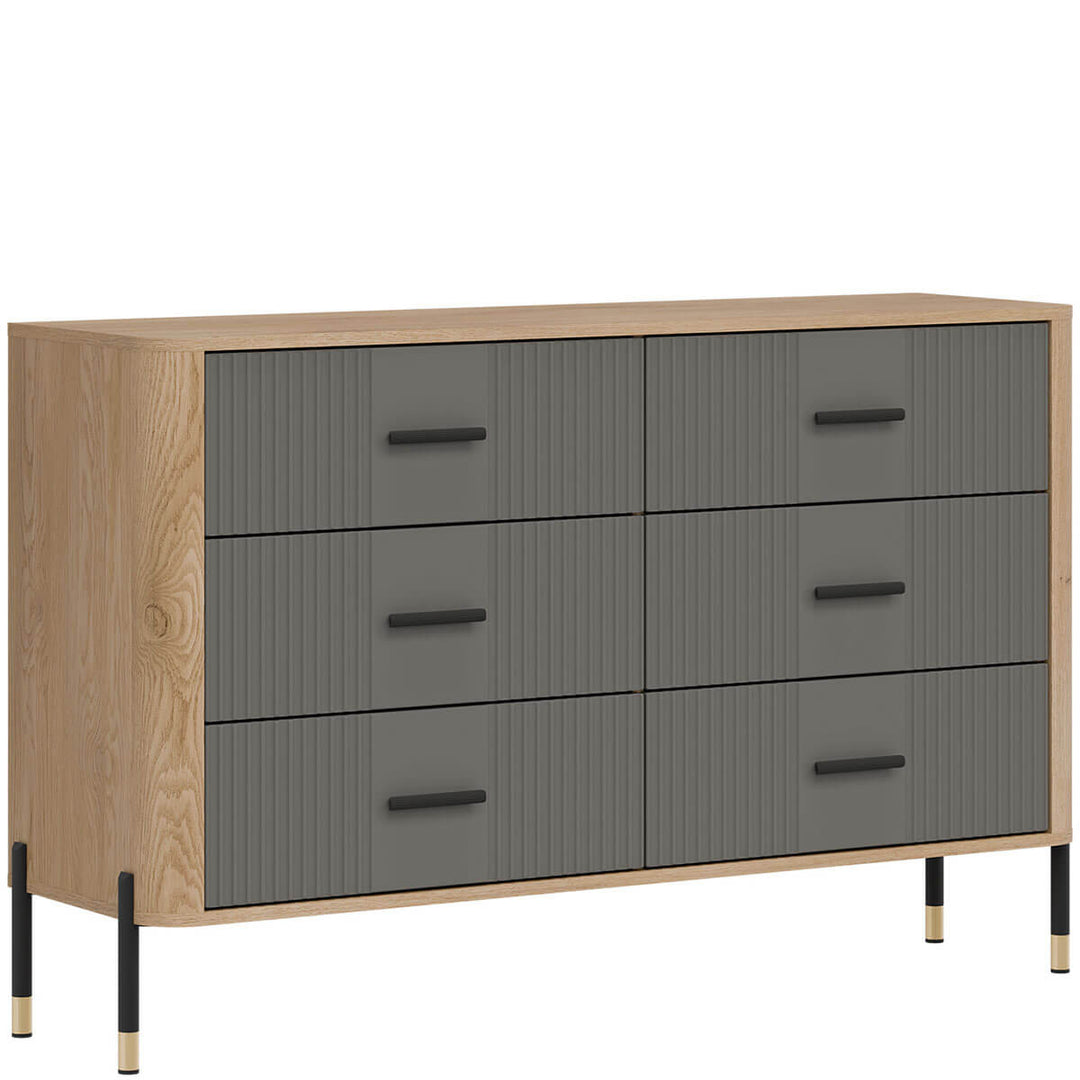 Фото вигляду зліва комода DANTE LIVEO DT04 дуб кремона торро / сірий / чорні ручки