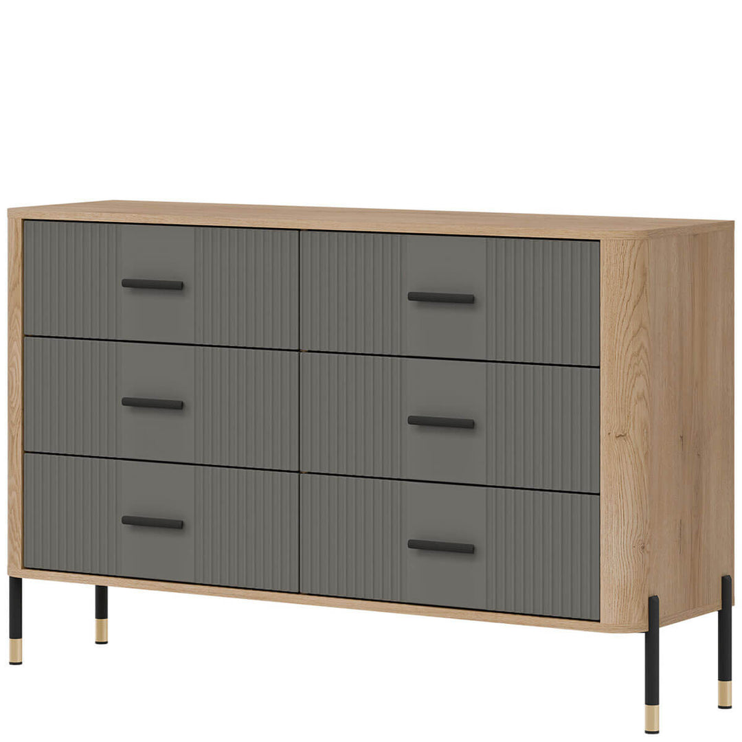 Фото вигляду справа комода DANTE LIVEO DT04 дуб кремона торро / сірий / чорні ручки