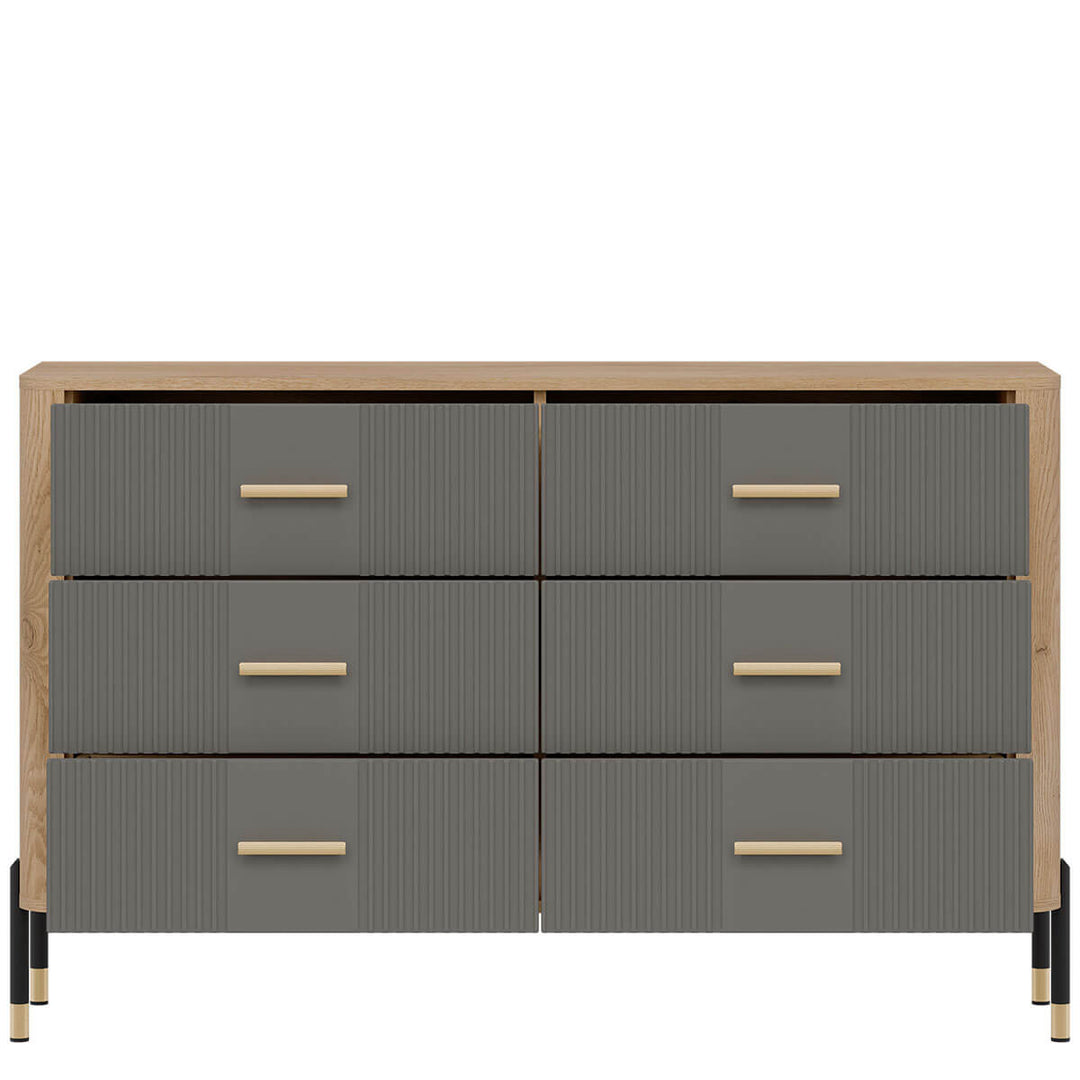 Фото наповнення комода DANTE LIVEO DT04 дуб кремона торро / сірий / золоті ручки