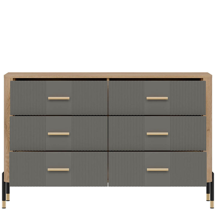 Фото наповнення комода DANTE LIVEO DT04 дуб кремона торро / сірий / золоті ручки