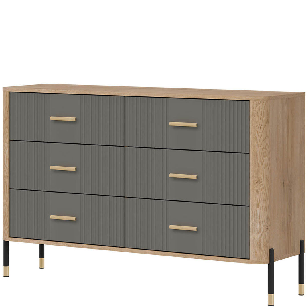 Фото вигляду справа комода DANTE LIVEO DT04 дуб кремона торро / сірий / золоті ручки