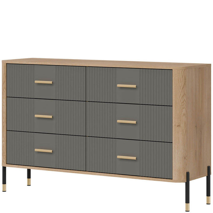 Фото вигляду справа комода DANTE LIVEO DT04 дуб кремона торро / сірий / золоті ручки