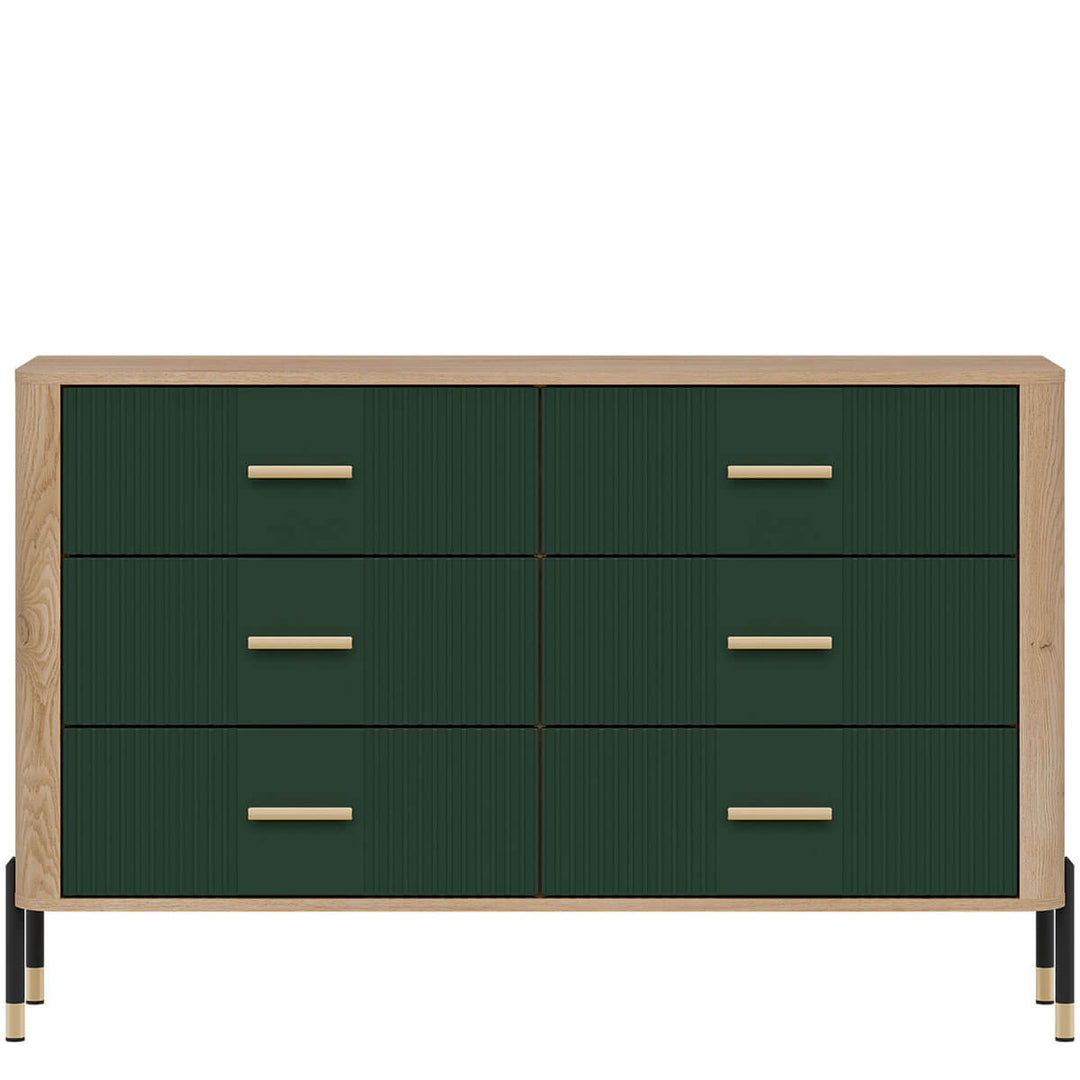 Фото комода DANTE LIVEO DT04 дуб кремона торро / зелений / золоті ручки