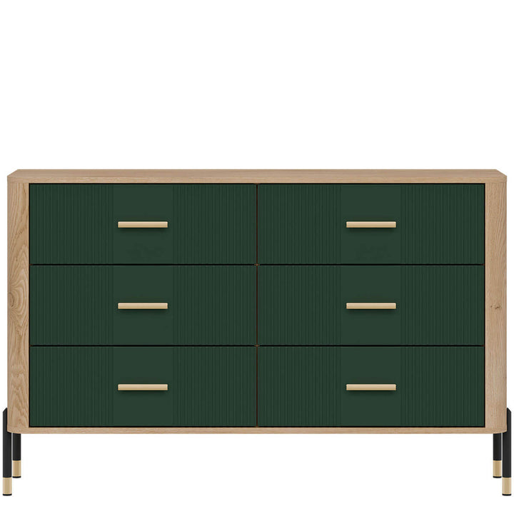 Фото комода DANTE LIVEO DT04 дуб кремона торро / зелений / золоті ручки