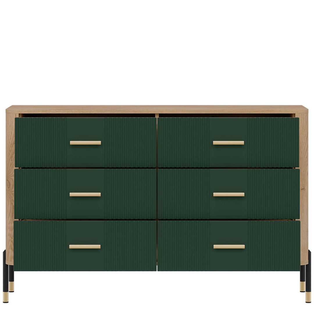 Фото наповнення комода DANTE LIVEO DT04 дуб кремона торро / зелений / золоті ручки