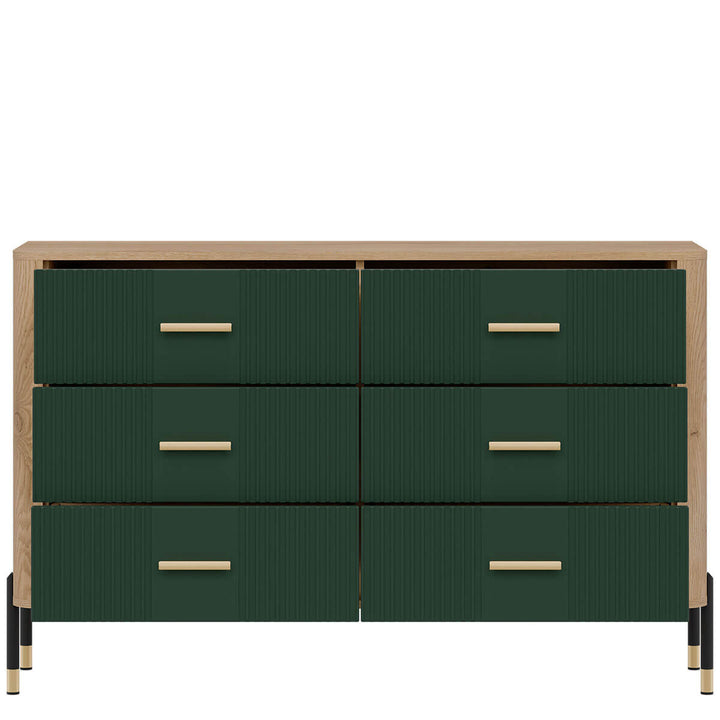 Фото наповнення комода DANTE LIVEO DT04 дуб кремона торро / зелений / золоті ручки