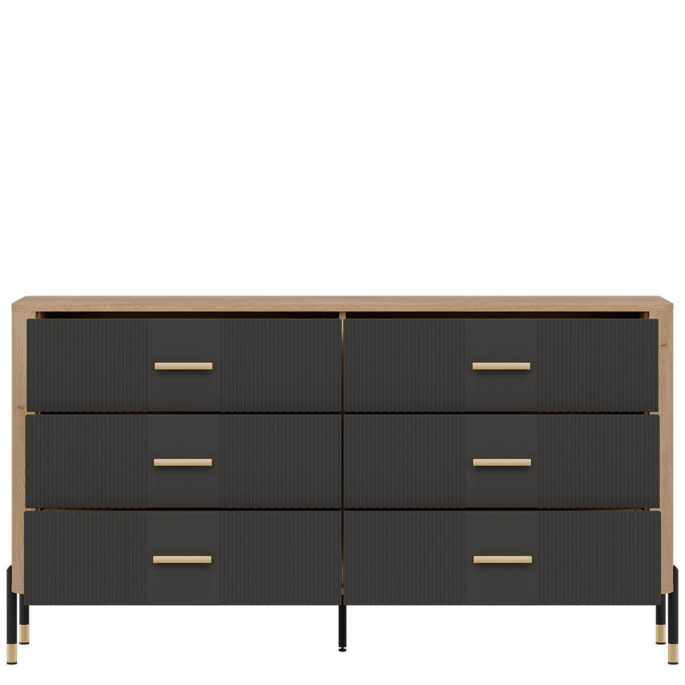 Фото наповнення комода DANTE LIVEO DT05 дуб кремона торро / антрацит / золоті ручки